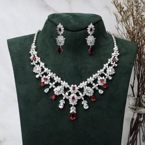 TIRIM Dubai Luxury Elegant Bridal Long Necklace Set for Women Cubic Zirconia Wedding Jewelry Sets For Brides Accessories jewelri