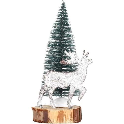 Christmas Simulation Pine Tree A Wooden Base Simulation Pine Tree Ornaments for Family Parties Friends Home Landscapes