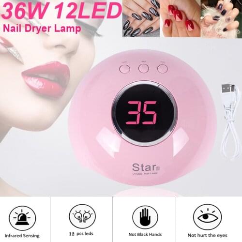 UV Lamp For Manicure LED Nail Dryer Lamp Sun Lamp Polymerization All Gel Varnish Drying UV Gel USB Smart Timing Nail Art Tools