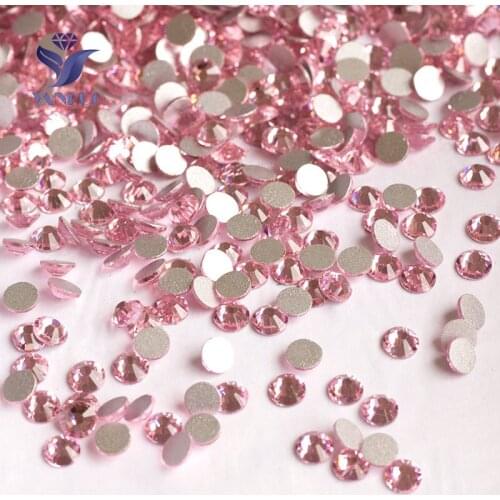 YANRUO 2058NoHF SS20 4.6-4.8mm Light Rose Flat Back Nails Rhinestones Non Hot-Fix Strass For Clothes