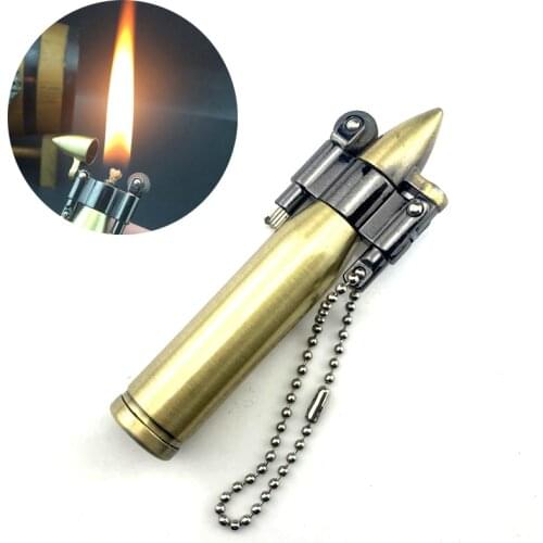 Eternal Match Retro Mini Bullet Lighters Fire Metal Gasoline lighter Keychain Pendant Flame Kerosene Oil Lighter Men Gadget
