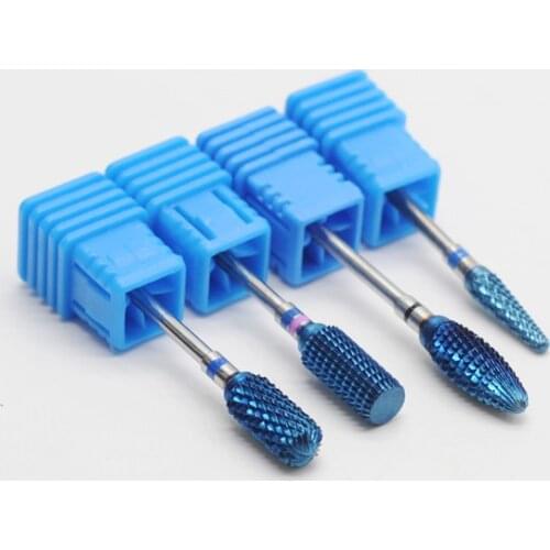 Dentistry Blue Tungsten Carbide Nano Coating Nail Drill Bit Metal Bits Dental Polishing Burs Carbide Bur