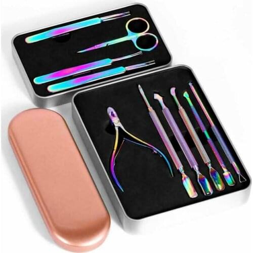 1Set Steel Manicure Tools Cuticle Pusher Remover Pedicure Nail Nipper Dead Skin Removing Trimming Toenail Clipper
