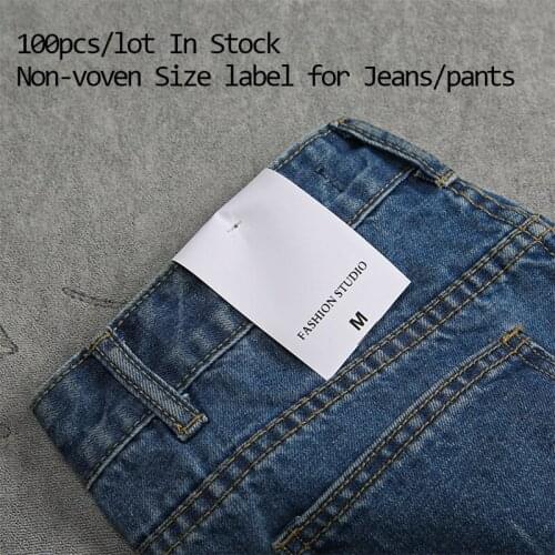 100pcs Non-woven Size Label Waist card for Men Women Jeans Pants Back Pocket Size Tag S M L XL 5.5x12cm