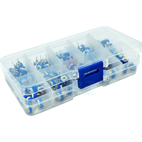 100 Pieces Of 10 Specifications RM065 Blue And White Adjustable Resistance 6MM Classification Box Set