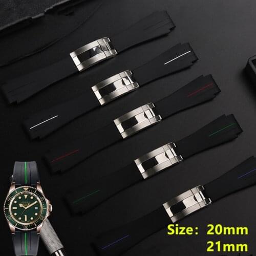 20mm 21mm brand Quality Rubber Silicone Watch band Black Watchband for Role strap for DEEPSEA Daytona Submariner GMT Bracelet