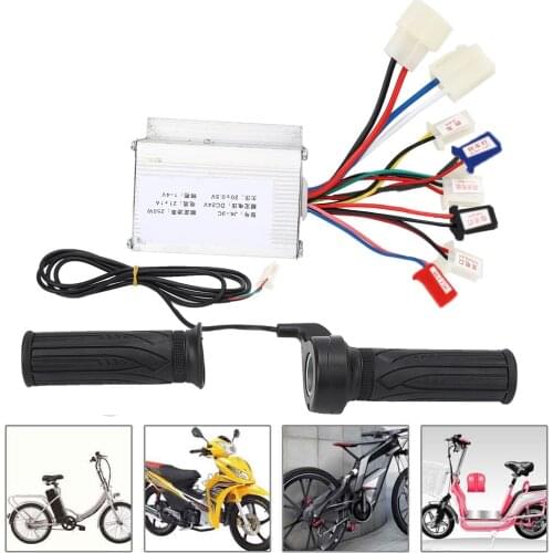 24V250W Brush E-Bike Controller And Long Line Universal Thumb Throttle Grip Set Accessory With Long Line Thumb Throttle Grip