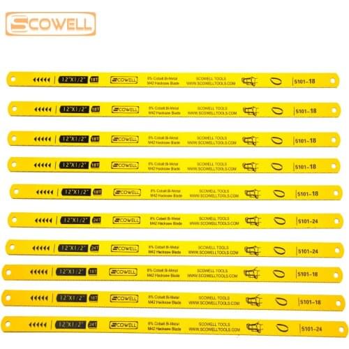 30% off SCOWELL Flexible HSS Bi-metal M42 8% Cobalt 12"x1/2" (300mm Length) Hacksaw Blades 5PCS 24TPI and 5PCS 18TPI hand saw