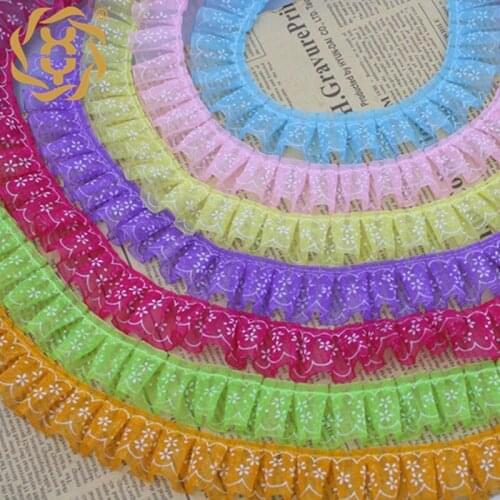 31Yards 25mm Wide Pleated Chiffon Lace Ruffle Trim Ribbon Fabric Sewing DIY Craft Purple Red Pink White Green Wedding Dress