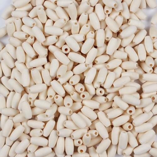 50Pcs/Lot 15*7mm Oval Hollow Wooden Beads Hemu Loose Spacer Beads For DIY Crafts Jewelry Home Decorations Baby Toys Accessories