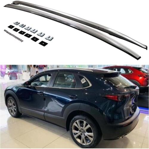 Aluminum Alloy Screw Installation Top Roof Rack Rail Luggage For Mazda CX-30 CX30 2020 2021 2022 (Black silver)
