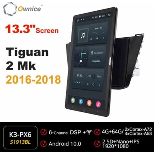 13.3 Inch 1920*1080 Android 10.0 Rotation Autoradio forVolkswagen Tiguan 2 Mk 2016 2017 2018 Car Radio Auto GPS Multimedia DSP