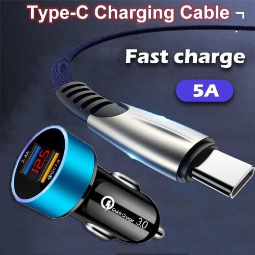 USB C Car Charger Phone Adapter Quick Charge 3.0 Power For Samsung Galaxy S20 FE A12 A42 A32 A52 A21S A71 A51 5A Type-c USB Cord