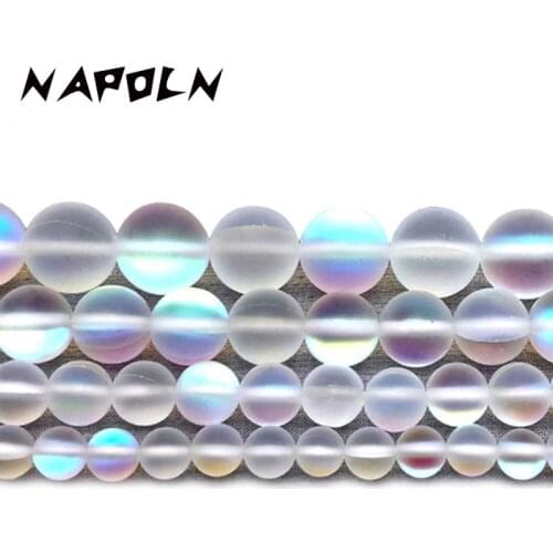 White Glitter Glass Stone Loose Beads Diy Handmade String Frosted Round Beads Accessories Earrings Bracelet Necklace Women