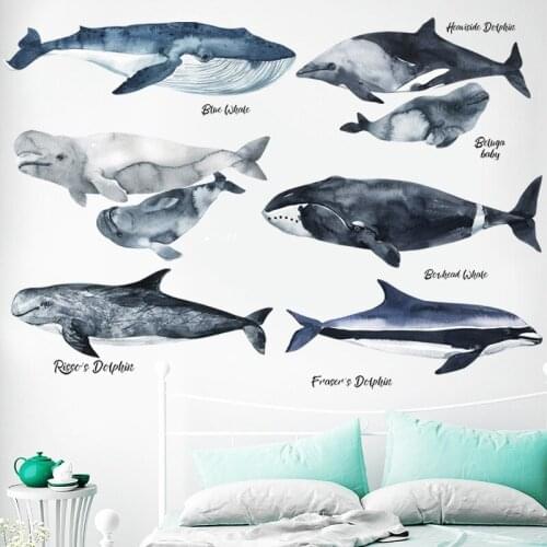 Large Whale Wall Sticker Home PVC 3D Art Decals Stickers for Children Kids Room Decor Mural Nursery Wall Decoration Wallpaper