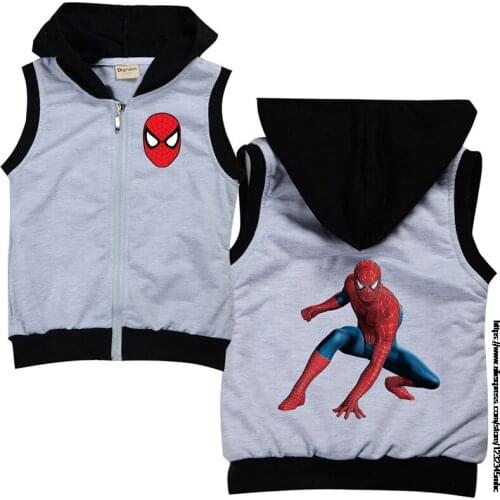 Childrens Vest Boy Girl SpiderMan Cotton Vest Sleeveless Jacket Kids Clothes Hoodie Toddler Waistcoat Boys Coat Spring Autumn