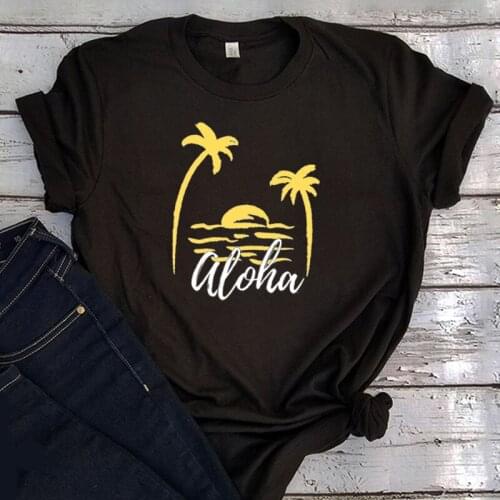 Aloha Summer Fashion Clothing Plus Size Hawaii Beach Harajuku Graphic T Shirts Retro Casual Women TOP Gothic White