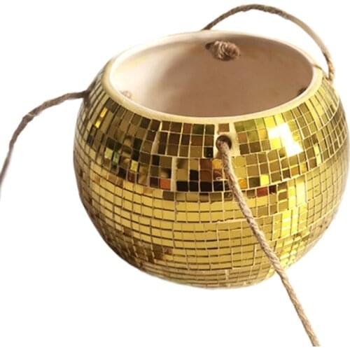 Flowerpot Wall Decor Plant Pots 1PC New Hydroponic Succulent Elegant Thicken Color Mosaic Hanging Ceramic Planter Hanger Basket