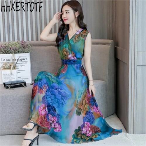 Летние шифоновые платья HHXERTOTF China At AliExpress