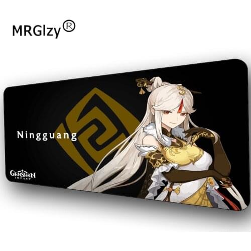 Genshin Impact Gamer Play Mats Lock Edge Waterproof Mousepad Size for 300*800*2mm and 400*900*3mm Design Large Mouse Pad Carpet