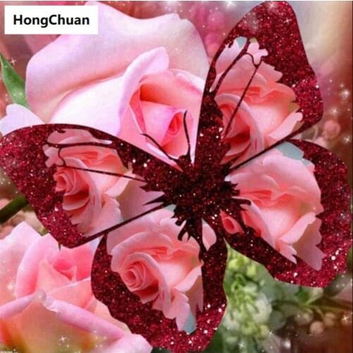 New Products Beautiful Butterfly Flower Square Round Diamond Painting Cross Stitch Mosaic Home Decoration Mural New Year Gift