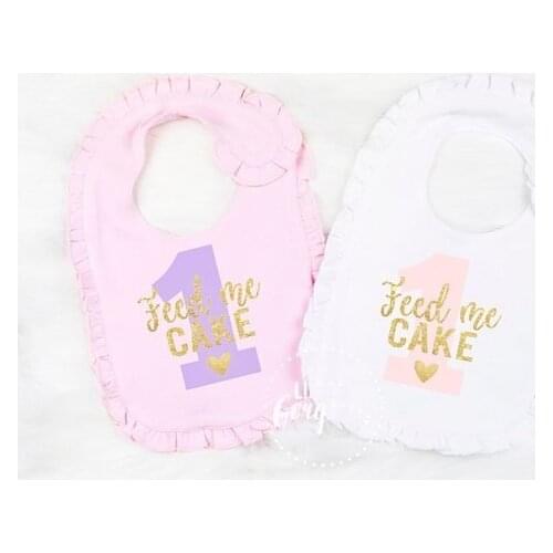 Personalize number glitter Feed Me birthday bib outfit, glitter girl cake smash outfit, first birthday bibs outfit
