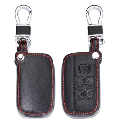 Top Layer Leather Key Case For Land Rover Range Rover Discovery 4 Evoque Sport Vogue 5 Buttons Car Key Remote Smart Fob Cover