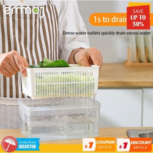 Kitchen Storage Refrigerator Keep Fresh Box Frozen Meat Vegetable Fruit Drain Basket Container Can Be Placed In The Microwave