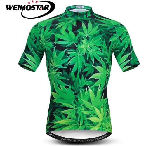 Summer Cycling Jersey Shirts Men Short Sleeve MTB Bike Jersey Pro Ropa Ciclismo 3D Green leaves Breathable Bicycle Clothing