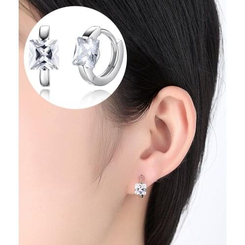 Fashion Women Cubic Zirconia Inlaid Huggie Earrings Wedding Party Jewelry Gift