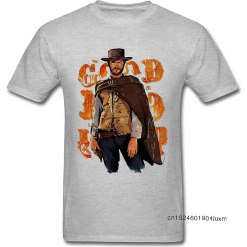 Male Tshirt Clint Eastwood Good Bad Ugly T Shirt Short Sleeve Men T-shirt Hiphop Kpop Cotton Crewneck Plus Size Vintage T Shirts