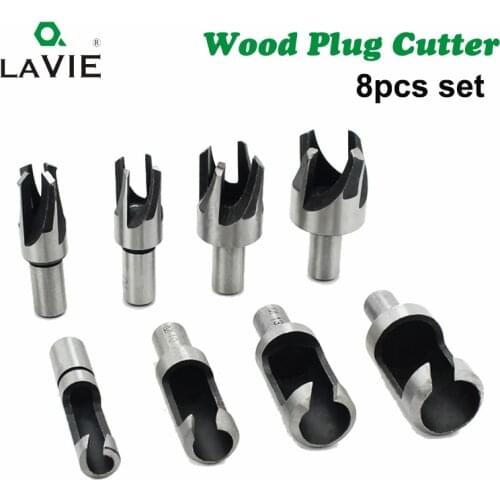 LAVIE 8PCS Wood Plug Cutters Set Woodworking Cutting Tool Wood Drill Bit Claw Cork Drill for Wood 5/8 1/2 3/8 1/4 Inch DB03011