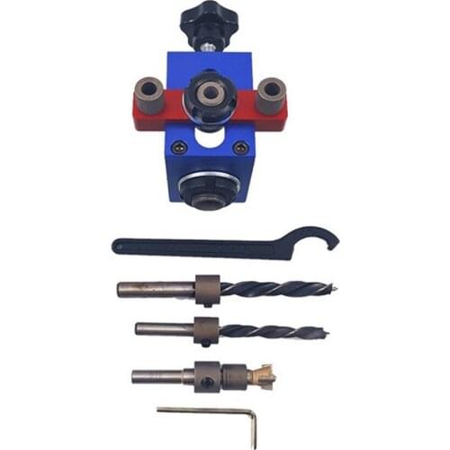 X150 Three-in-one Woodworking Dowelling Jig Kit Adjustable Drilling Guide Puncher Locator Carpentry Tools Wrench Furniture Posit