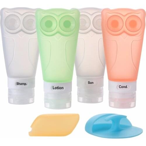 MAKARTT 4 Pcs/set Travel Bottle Set Silicone Leak Proof Travel Containers for Travel Size Toiletries Shampoo L0420