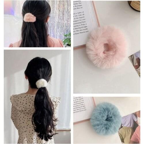 New Winter Plush Hair Rope Scrunchies Women Fashion Candy Color Simple Elastic Hair Rubber Bands Tie Hair Ring Holder Headdress