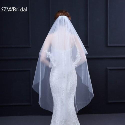 New Arrival Ivory Bridal veil 2021 Two layer Wedding veils Velos de novia largos velo novia wedding accessories veu de noiva