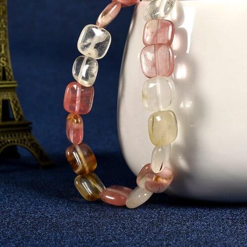 Wholesale 12mm Square Colorful Stone Beads Watermelon Crystal DIY jewelry Bracelet Necklace 15inch For your Girlfriend H228