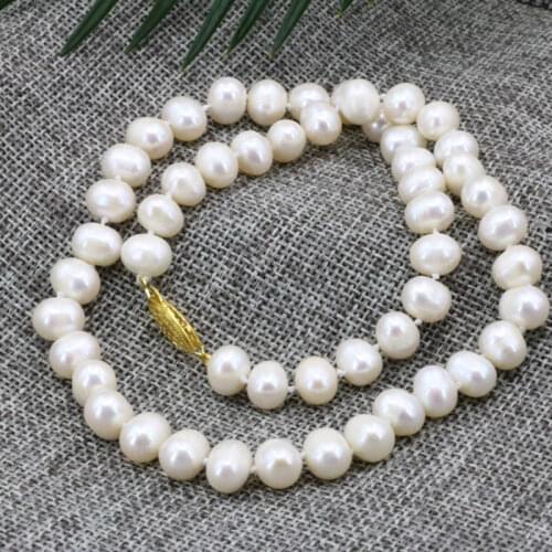 2 Style 8-9mm Natural Freshwater White Pearl Beads Necklace For Women Pearls Beads Strand Necklace Choker Jewelry 18inch B3187