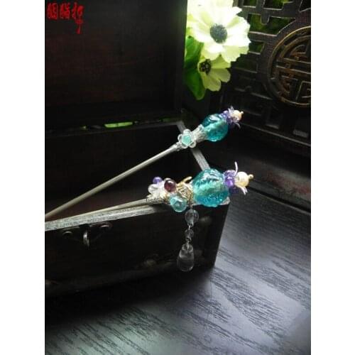 Old colored glaze crystal fruit classical hair stick costume hair accessory original handmade hair stick price is for 1 pair