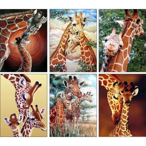 PDMDOG DIY Diamond Painting Mosaic Animal Full Sets Diamond Embroidery Giraffe Rhinestones Square Drill Home Decor Gift 5D