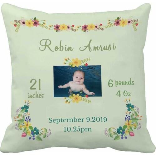 Personalized Woodland Nursery Photo Kid Baby Keepsake Throw Pillow Cover Soft Home Decorative Cushion Cover Sofa By LVSURE Store