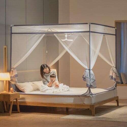 Full Bottom Summer Mosquito Net Zipper Three Door Bed Curtain Bed Room Mosquito Net with Frame Muggen Gaas Room Decor BS5FWZ