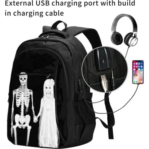 Couple Gothic Love USB Interface backpack Cartoon Anime School Bags Boys Rucksack Girls Knapsack Men Women Travel Bag