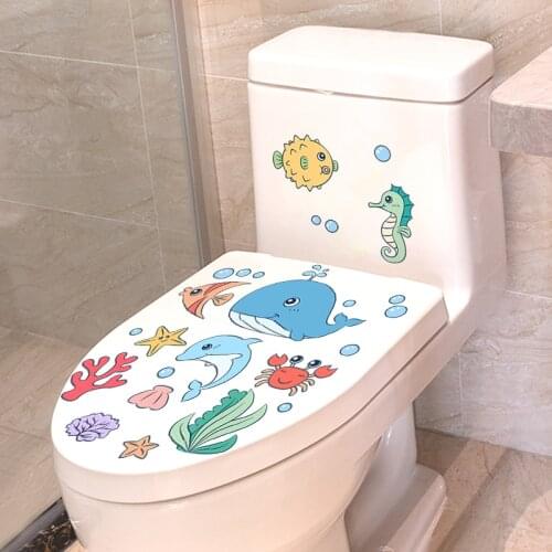 [SHIJUEHEZI] Ocean Fish Wall Stickers DIY Whale Dolphin Mural Decals for Kids Rooms Baby Bedroom Bathroom Home Decoration