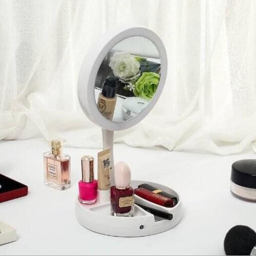 Party Favors The latest explosion of LED folding makeup mirror Round storage mirror with light