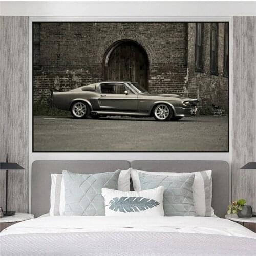 Vintage Ford Mustang Shelby GT500 Muscle Car Canvas Painting Poster Prints Wall Art Pictures for Living Room Home Decor Cuadros