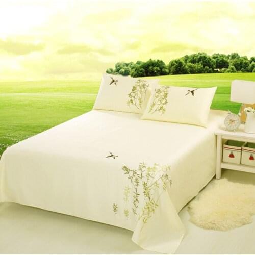 Willow twig swallow embroidered three/four pcs bedding sets high quality100% cotton duvet cover+flatsheet+2Pillowcase embroidery