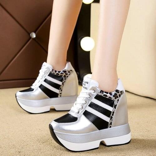 Height Increasing Platform Sneakers Women Fashion Leopard Hidden Wedge Shoes Woman 2019 Autumn Winter Zapatos De Mujer