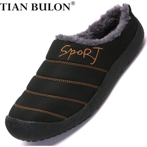 Winter Indoor Unisex Warm Shoes Plush Flock Slippers Male Sliders For Home Outdoor Warm Non-slip Couple Sliders Plus Size 36-48