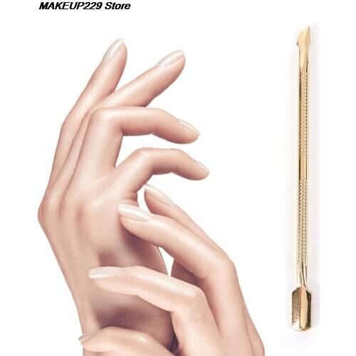 1pc Gold Color Cuticle Pusher Remover Stainless Steel Cuticle Pusher Trimmer Remover Pedicure Nail Art Tools Dual-end Pusher